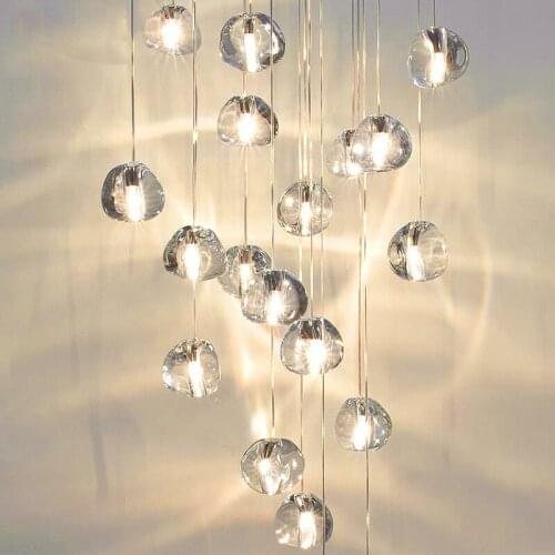 Nordic Pendant Lights Crystal Ball Lamp LED Adjustable Hanging Light Hotel Lobby Staircase Living Room Decor Light Fixtures