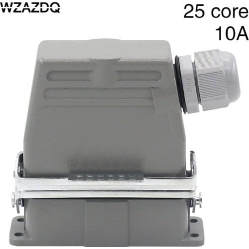 Heavy duty connector rectangular 25 core h16a-hd-025mf cold press industrial waterproof aviation plug socket 10A