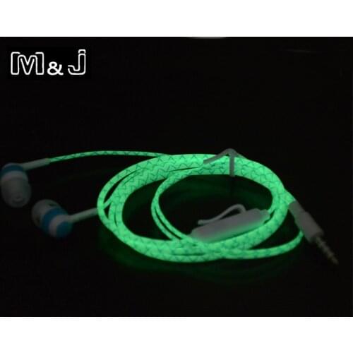Glow In The Dark Earphones Luminous Neon Headset Flash Light Glowing Earbuds With Microphone Night Lighting For Phone MP3