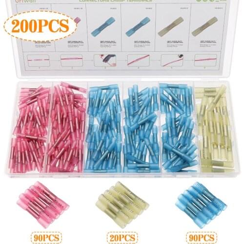 200/240PCS Heat Shrink Butt Electrical Wire Connectors Soldering Sleeve Terminals Insulated Waterproof Wire Soldered Terminals