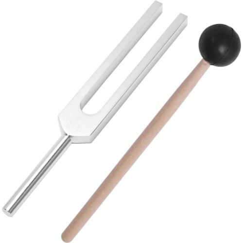 Aluminum alloy + wood Tuning Fork Chakra Hammer Ball Diagnostic 528HZ With Mallet Set Nervous System Testing Tuning Fork Health