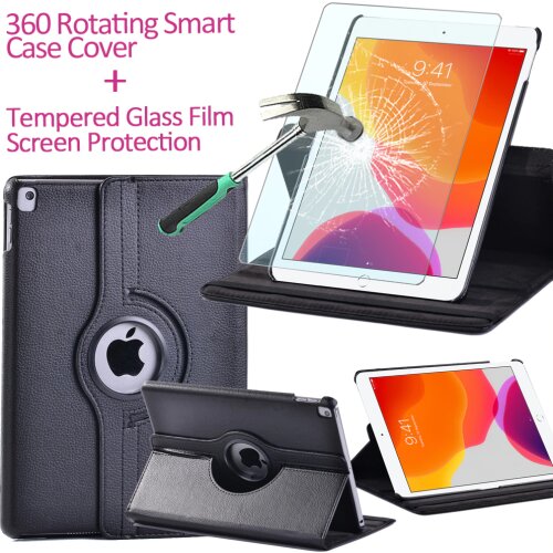 360 Rotating Tablet Case for Apple IPad (2019 7th Gen/2020 8th Gen) 10.2/Air 3 10.5 2019/iPad Pro 10.5 + Tempered Film + Pen