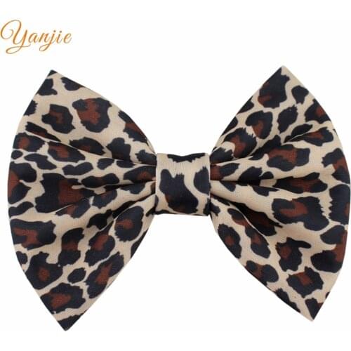 8 pcs/lot Leopard 5" Hair Bows Barrette Hot-sale Chic Shimmery Handmade DIY Girls Hair Accessories Hair Clips For Women Headwear