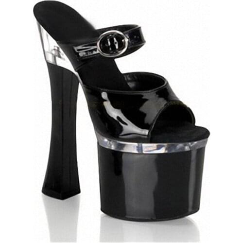 Female 7 Inch High-Heeled Shoes Open Toe Sandals Two Ways Women 18cm Fashion Platform Slippers Buckle Exotic High Heel Shoes