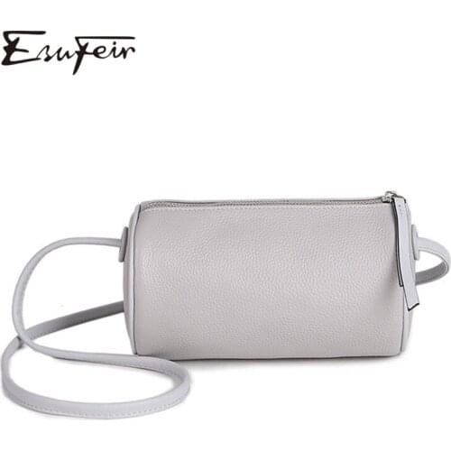 Genuine Leather Women Crossbody Bag Fashion Female Shoulder Bag Soft Leather Luxury Designer Handbag For Women Barrel-Shaped Bag