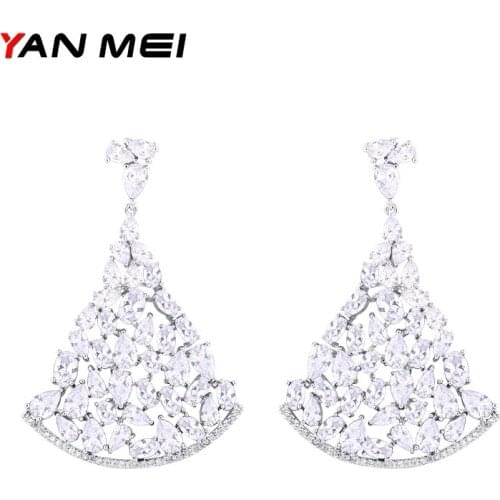 YAN MEI 2017 Geometric Fancy Romantic Cubic Zirconia Dangle Earrings For Women GLE6332