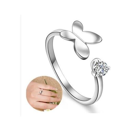REETI 925 Sterling Silver Butterfly Open Rings For Women Vintage Style Lady Prevent Allergy Sterling-silver-jewelry