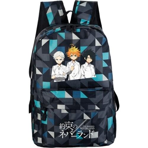 The Promised Neverland Women Backpack Geometric Galaxy Cute Bagpack Canvas School Bags for Teenage Girls Travel Backpack Rugzak