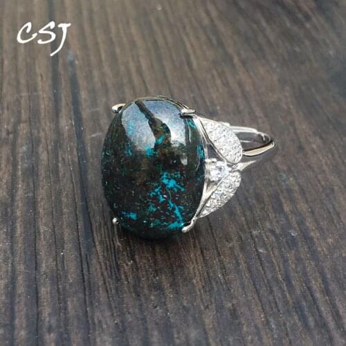 CSJ natural big size bluestone adjustable rings red 925 sterling silver oval cut 13*18mm fine jewelry womans best for gift