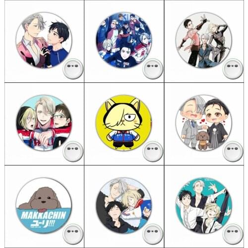 1pcs anime Yuri on ice Cosplay Badge carroon Brooch Pins for Backpacks bags Badges Button Clothes Accessories