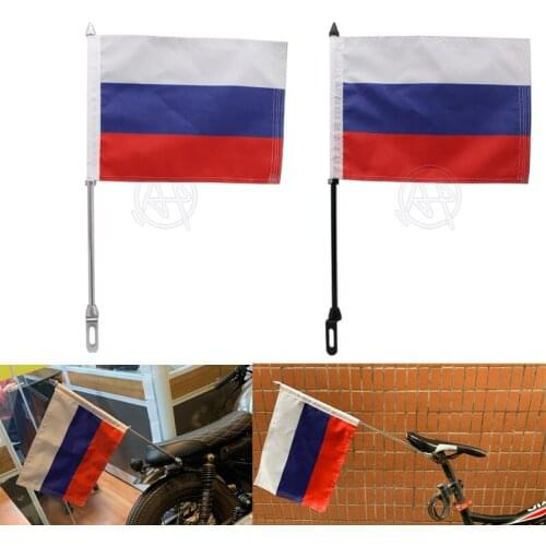 1pcs Universal Fit 10mm Screws Motorbike Bike Aluminum Rear Mount Flag Pole Russia Country Flag for Honda Harley Suzuki Yamaha