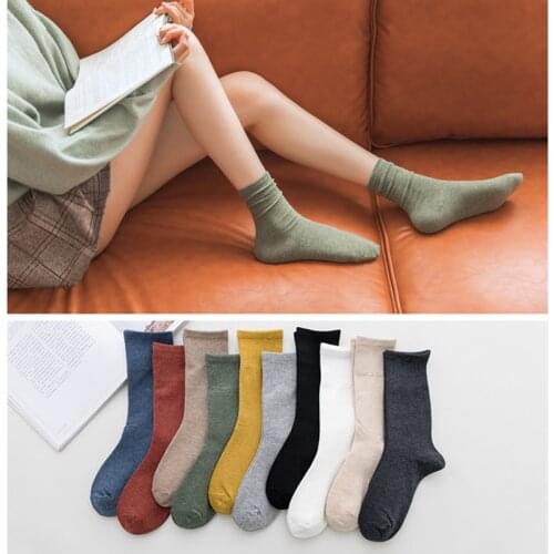 10 Pairs Piles of Socks Candy-Colored Female Autumn Winter Cotton Plain Solid Color 2020 New Fashion Warm Socks 20 Pieces