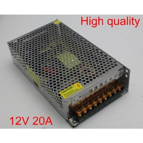 High Quality 10pcs 12V 20A DC 240W Universal Regulated Switching Power Supply 12V 240W LED Driver Fedex / DHL Free shipping
