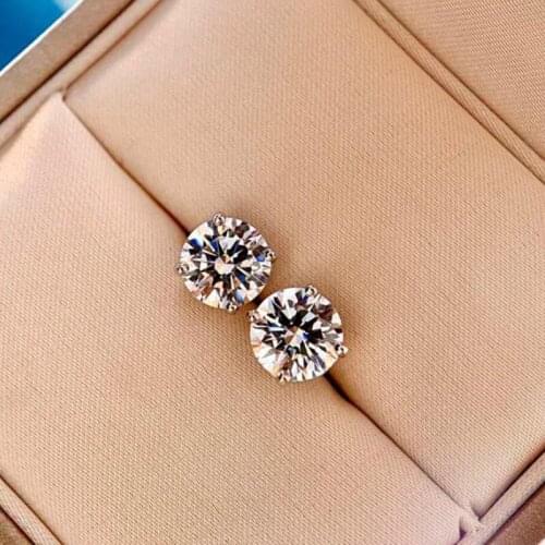 100% 925 Sterling Silver Six Claws Engagement Earrings Charms High Carbon Diammond Stud Earrings For Women Wedding Fine Jewelry