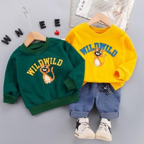 1-4Years Baby Boy Clothing Set Fashion Casual Suit Cartoon Cotton Pullover Top+Jeans 2PCS Kids Tracksuit Girls Clothes Outfits