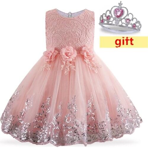 2021 Girls Lace Dress Elegant Princess Sequin Dress Kids Dresses For Girl Baby Clothes Children Dresses Wedding Party Vestidos