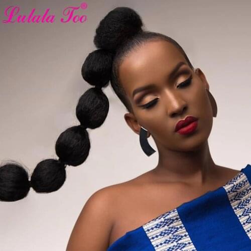 30inch Long Drawstring Ponytail Wig Synthetic Fake Kinky Straight Bubble Pony Tail Hairpieces Clip in Hair Extension