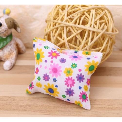 6pcs Doll Pillow Floral Flower Printed Stuffed Sponge Soft Simulation Sofa Cushion Square Miniature Furniture Dollhouse Toys