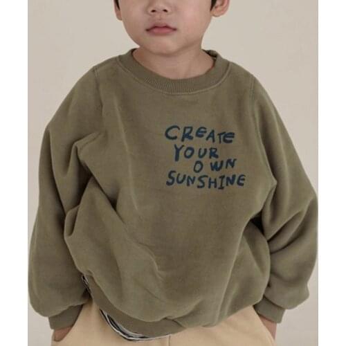 2021 Winter Autumn Children Clothes Baby Boys Fleece Jumper Toddler Girls Sweatshirt Hoodie Kids Letter Printed Pull Over Shirt