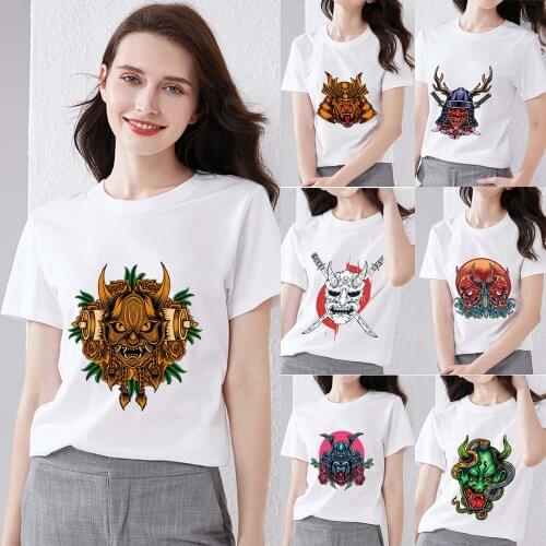 Summer T-shirt Womens Clothing Tops Cartoon Anime Monster Harajuku Pattern Printing Series Casual Round Neck Japanese Soft Top