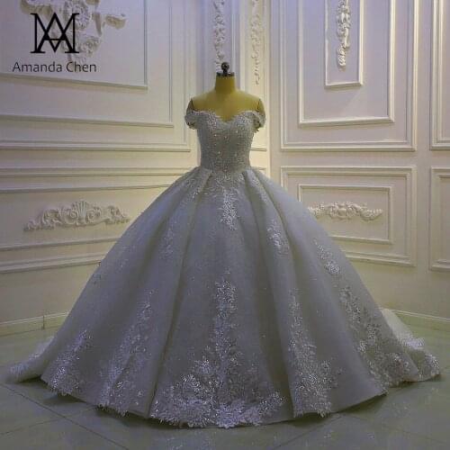 Robe de mariee Off White Lace Appliqued Wedding Dress