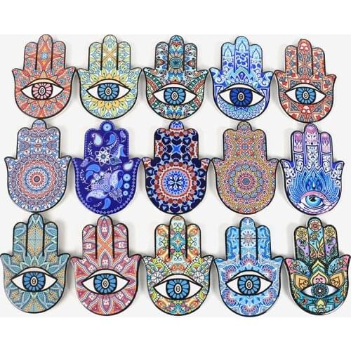 Ceramic Blue Devil Eye Hamsa Hand Fatima Palm Lucky Decoration Home Craft Wall Hanging Decor