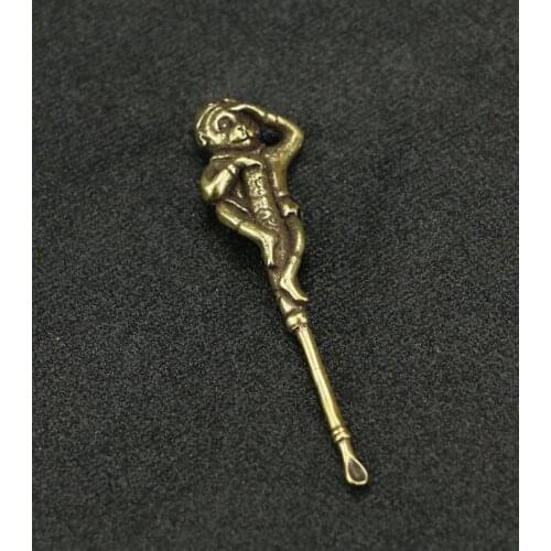 Collection Chinese Brass Carved Animal Monkey King Sun Wukong Exquisite Small Statue Gift