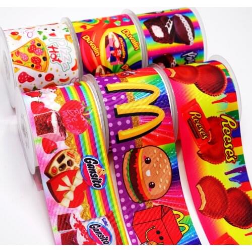 Cartoon Grosgrain/Satin Ribbon Foods Printed Ribbon For Crafts Decoration Bow 10Yards 21178