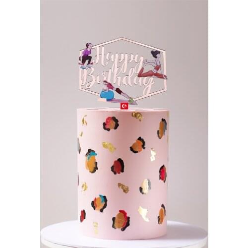 New Acrylic Multicolor Happy Birthbday Cake Toppers Gold Black Birthday Cupcake Topper for Baby Birthday Party Cake Decorations