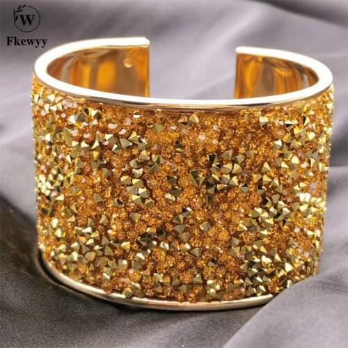 Fkewyy New Luxury Gold Color Bracelet Ladies Ethnic Style Copper Alloy Rhinestone Bracelet Birthday Gift Jewelry Accessories