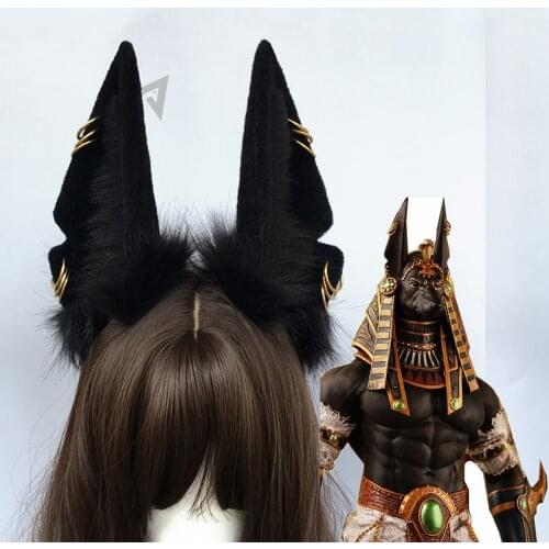 New Handmade Work Original Beast Anubis Wolf Cat Dog Ears Black Hairband Hairhoop Headwear For Cosplay Costume Accessories