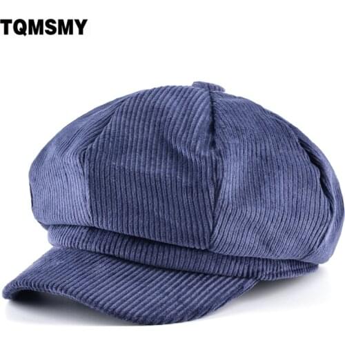 TQMSMY Unisex Octagonal hat men autumn corduroy fabric gorras planas mens Newsboy Cap women solid color hats for men Berets