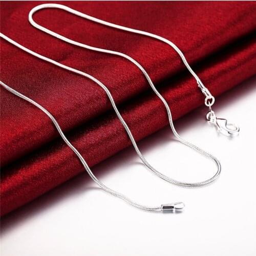 1PCS 925 Sterling Silver Necklace Jewelry Snake Chain 1mm Necklace 16 18 20 22 24 Inch " Fashion Necklace For Women