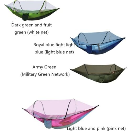 Portable 1-2 People With Mosquito Net Hammock Outdoor Camping Home Garden Tent Hammock High Load-Bearing Parachute Swing Hammock