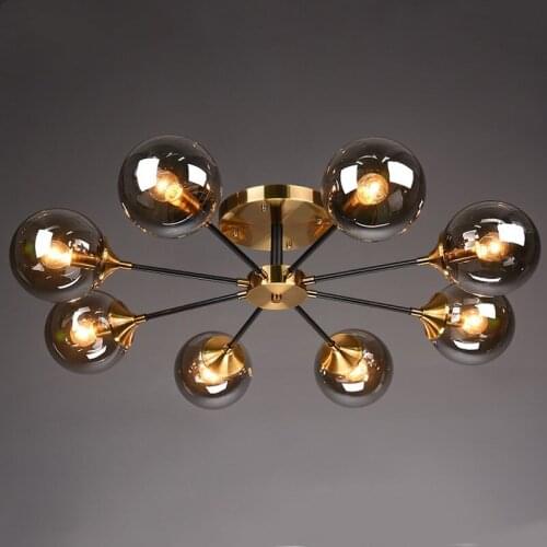 Postmodern Simple Ceiling Lights LED Glass Ball Lamps Nordic Hanging Light Fixtures Living Room Bedroom Home Deco Pendant Lamp