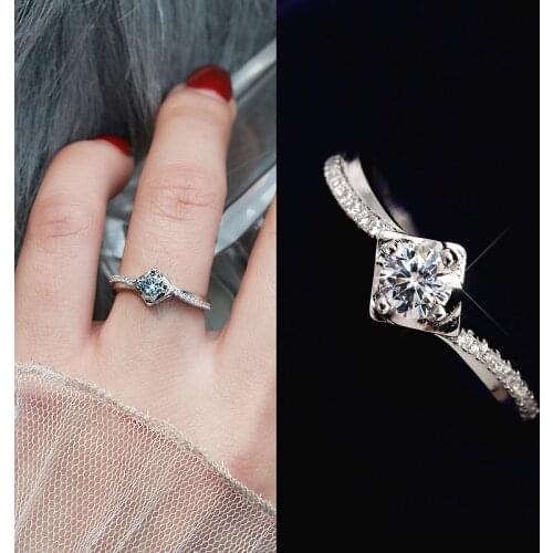 Luxury Female Small Round Ring 100% Real 925 Sterling Silver Wedding Rings For Women Promise Love Engagement Ring