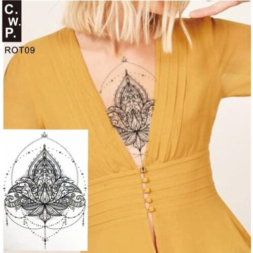 ROT09 1 PIECE Back or Sternum Body Henna Flower Waterproof Temporary Tattoo Body Art