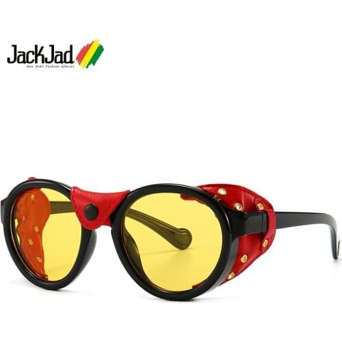 JackJad 2020 Fashion Vintage SteamPunk Style Cool Sunglasses Leather Side Shield Brand Design Sun Glasses Oculos De Sol 0046