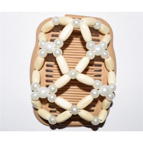 Standard comb white wooden and pearl beads 20pcs/lot magic comb