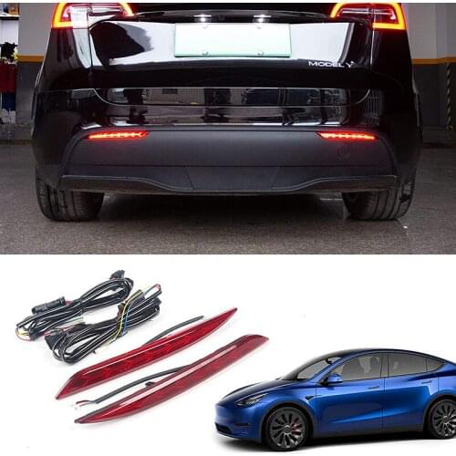For Tesla 2017-2021 Model 3 2020-2021 Model YRear Fog Light LED Rear Bar Light Replacement Turn Signal Indicators Accessories