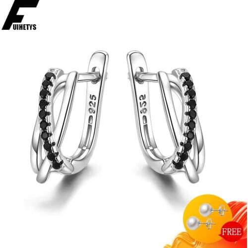 Trendy Earrings 925 Silver Jewelry with Obsidian Zircon Gemstone Drop Earring for Women Wedding Engagement Accessories Wholesale