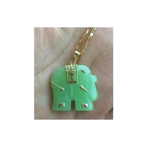 HOT Cute exquisite green Natural Jade woman elephant Pendant necklace free chain