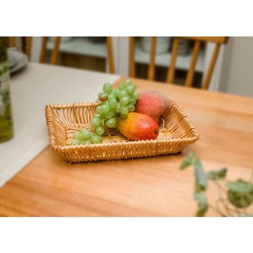 1PC Wicker Storage Basket Fruit Rattan Storage Box For Cosmetics tea picnic basket organizer Handiwork OK 0449