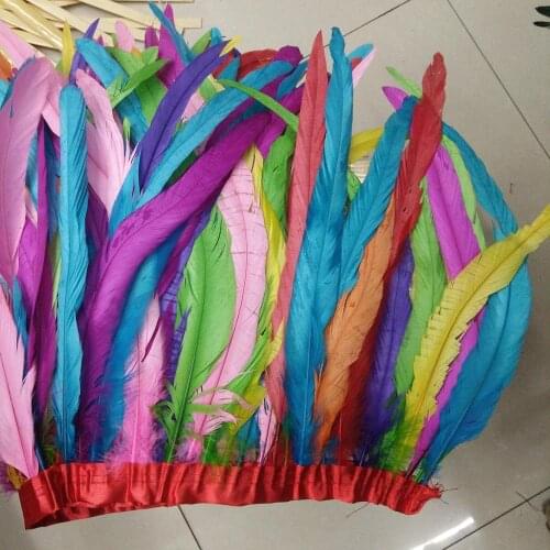20 Meter Beautiful Mixed Color rooster feathers 25-30 cm/10-12 inch DIY jewelry plume feather cloth belt dance decoration