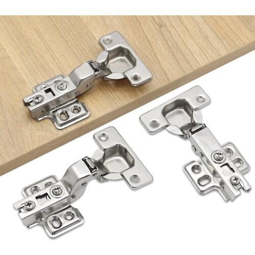 4Pcs Hinge Stainless Steel Hydraulic Cabinet Door Hinges Damper Buffer Soft Close Kitchen Cupboard Furniture Full/Embed