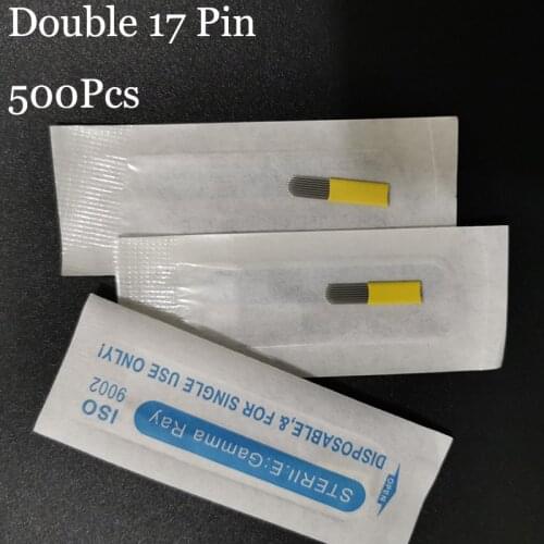 500pcs 17Pin Microblading Shading Blades U Shape Tattoo Needles DOUBLE ROW Microblading Needles Flat Needle For Fog Brow