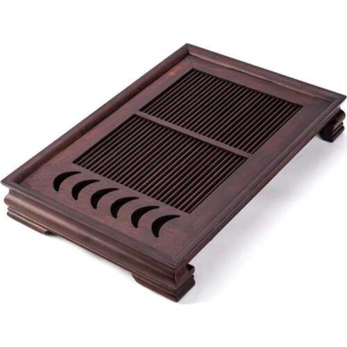 King Tea Mall Bamboo Tea Saucer with Water Tank for Chinese Gongfu Chadao Teaboards, Two Colors Yellow / Dark