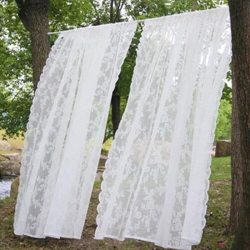 White Lace Door Curtain Partition Curtain Bay Window Bedroom Punch-Free Girl Princess Romantic French Curtain Gauze Curtain