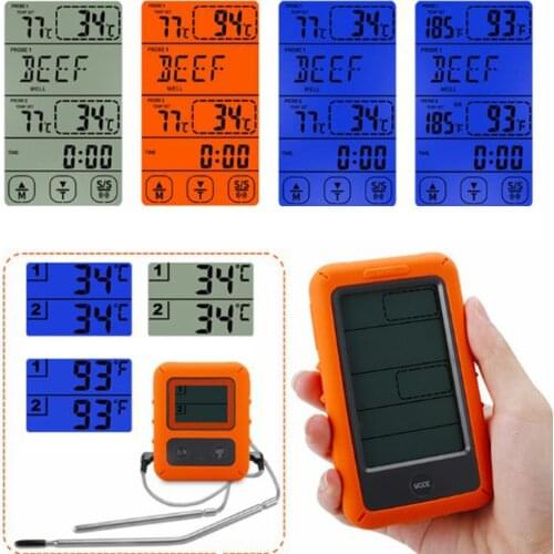 Remote Wireless Digital Thermometer Grill Oven Food Kitchen Thermometer 4 Probes For BBQ, Smoker, Grill, Oven, Meat With Timer