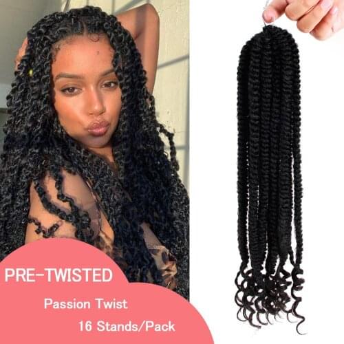 Pre-twisted Passion Twist Crochet Hair Pre-looped Passion Twist Hair for Women Mixed Color 16inch Hairs Extensions